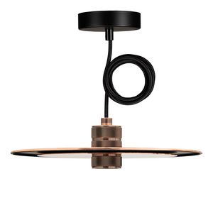 Pendel hanglamp Slim E27 rose goud L=3m. 2C zwart