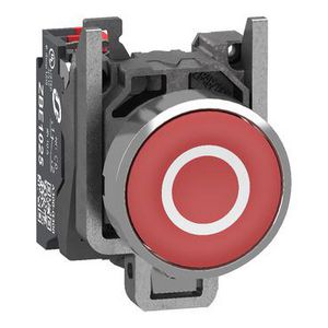 Drukknop, Harmony XB4, metaal, Vlak, rood, 22mm, veerretour
