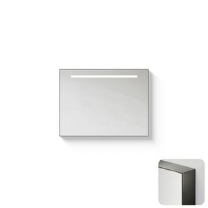 Spiegel Metallic Line Rectangle brushed GunMetal 80x60cm met ledverlichting + verwarming