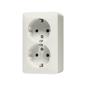 Wandcontactdoos wit 2-voudig met R/A AP600