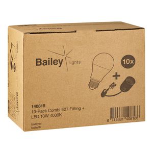 Doos a 10st. E27 Combi Fitting + LED 10W 4000K