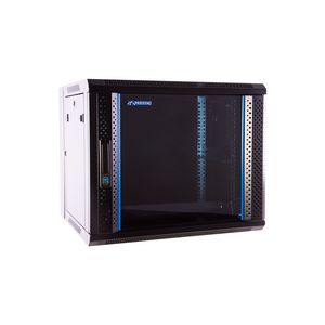 Patchkast 19" wand mont. enkelv. D600xB600x9HU rook-glazen