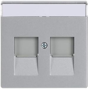 Centraalplaat 2x draag mod jack schuifjes f-aluzilver (1800-83)