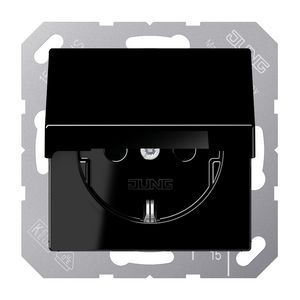 Wandcontactdoos A500 zw.besch.cont.aanr.veil klapd.