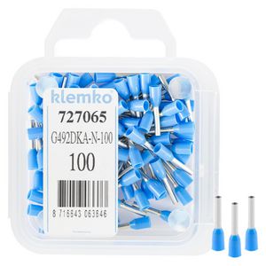 Kist a 100st. geisoleerde adereindhuls 2,5mm² Blauw 8mm DIN