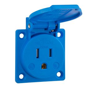Inbouwcontactdoos geaard USA/Canada blauw 125 V/15 A VVE=100