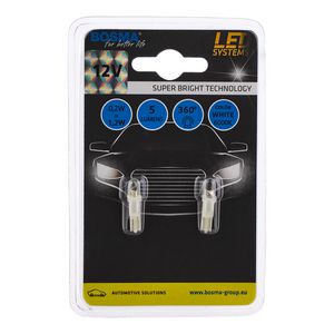 Blister a 2st. T5 Wedge Base LED wit 12V DC W2X4.6D 6000K