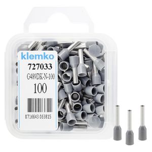 Kist a 100st. geisoleerde adereindhuls 0,75mm² grijs DIN