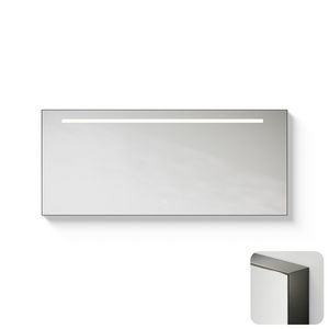 Spiegel Metallic Line Rectangle brushed GunMetal 140x60cm met ledverlichting + verwarming