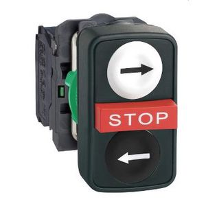 Driedubbele drukknop Verzonken/verhoogd 22mm Wit/rood