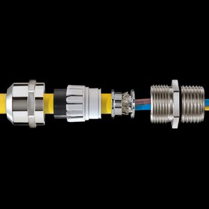EMC-wartel messing vernikkeld met lange tap, met aardconus M12 (EMSKV-L12EMV-Z) VVE=50