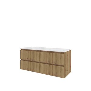 Polystone wastafel zonder kraangat onderkast 1200X460X540 Urban oak / glans wit