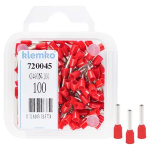 Kist a 100st. geisoleerde adereindhuls 1mm² Rood 8mm stand.