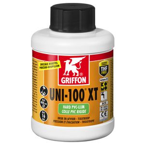 Hard PVC-lijm UNI-100XT (druk/afvoer) KOMO/KIWA pot Flacon 250ml VVE=24