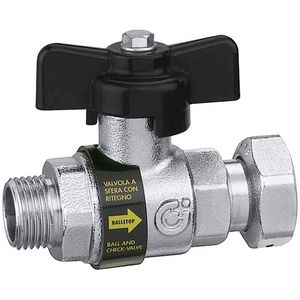 kogelafsluiter met ingeb. keerklep 1/2"bt.3/4"bn. sanitair