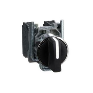 Keuzeschakelaar 3 standen Terugvering 22mm 600V 2NO Zwart