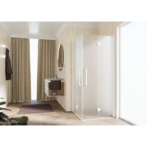 Hoekinstap 2xvouw YOUNG 2GS 1010-1030x2000mm matwit Satin glas