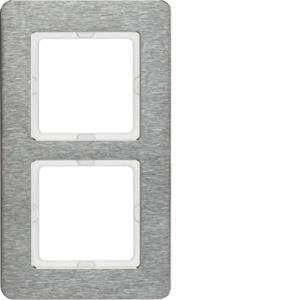 Afdekraam 2-v berker Q.7 edelstaal geborsteld vert.