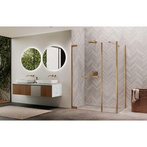 Douchedeur met vast paneel N180 type GFL 98 bereik 970-1000x2000mm helder glas brushed bronze