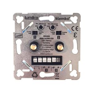 Universele duo leddimmer faseafsnijding voor max. 2x 100W Klemko