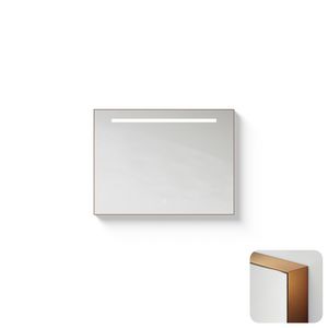 Spiegel Metallic Line Rectangle brushed Copper 80x60cm met ledverlichting + verwarming