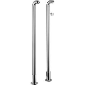 Set a 2 aansl.buizen 89cm v. vrijstaand opst. badkraan m. d-houder chroom