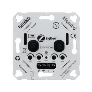 Universele duo leddimmer faseafsnijding 2x 100W Zigbee Klemko