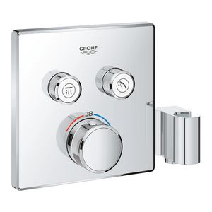 Grohtherm SMARTCONTROL afbouwdeel thermostaat met 2x omstel vierkant met douchehouder chroom