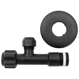 Hoekstopkraan zwart met rozet 1/2"bt. x 10mm knel VVE=100