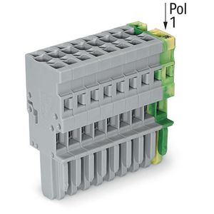 1-draads female steker CAGE CLAMP 4mm² groen-geel/gr VVE=25