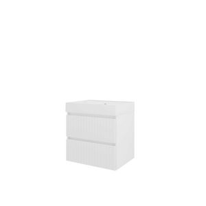 Polystone wastafel LOFT 1 kraangat onderkast 600X460X620 glans wit / glans wit