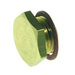 Plug zeskant messing 1/4"bt. incl. fiberring