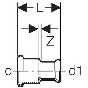 Perssok verlopend MAPRESS koper (brons) 15x14mm 2 x pers