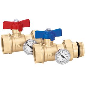 Set kogelafsluiters met thermometer 1.1/4"bn.x1.1/4"bt.