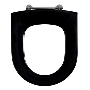 Closetzitting enkel zonder deksel PROJECTA D zwart polygiene vast scharnier doorlopende pen boutlengte 60mm D28