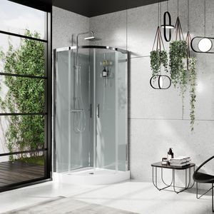 Verdi R 90 ther.meng.douchebak hoog helder glas zwart/grijs