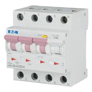 Aardlekautomaat (RCBO) mRB4, C-kar., 32A, 300mA, 4P incl. N, 4.5 kA Eaton