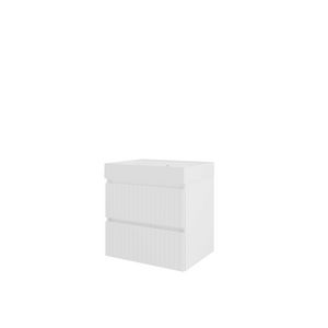 Polystone wastafel LOFT 1 kraangat onderkast symmetrisch 600X460X620 glans wit / mat wit
