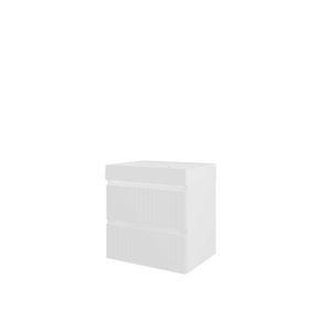 Polystone wastafel LOFT 1 kraangat onderkast symmetrisch 600X460X620 mat wit / mat wit