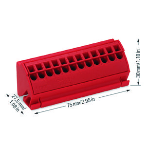 Aansluitblok verzamelrails 10x3 z. drukknop rood VVE=10