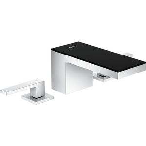 AXOR MyEdition 3-gats wastafelmengkraan 70 en afvoerplug chroom/zwart glas