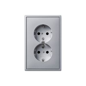 Wandcontactdoos alu. 2-voudig ki.veil.besch.cont.. LS