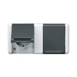 Wandcontactdoos WG800 2-voudig met randaarde incl. onderkast horizontaal