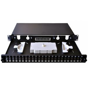 SPLICE BOX incl. paneel voor 24 x duplex SC 1HU zwart