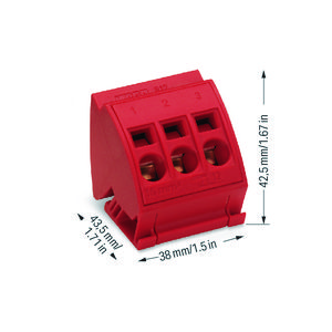 Aansluitblok verzamelrails 10x3 z. drukknop rood VVE=12