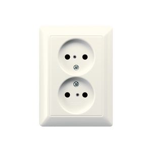 Wandcontactdoos wit 2-voudig met kinderbeveil. AS