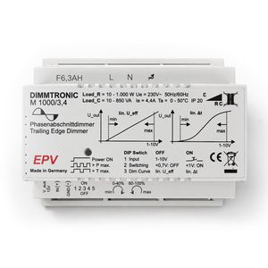 Dinraildimmer fase afsnijding 1000W dimbaar via 1-10V Klemko