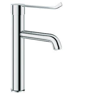 Wastafelmengkraan chroom highriser m. lange hendel sprong 140mm incl. aansluitslangen 3/8"