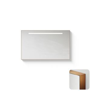 Spiegel Metallic Line Rectangle brushed Copper 100x60cm met ledverlichting + verwarming
