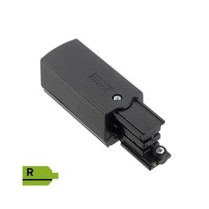 Spanningsrail 3-fase connector invoer zwart RAL9005 Rechts